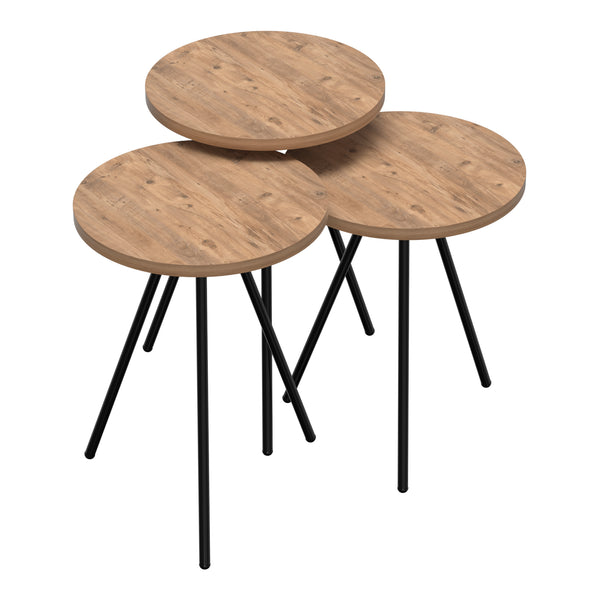Set 'Ølgod' di 3 Tavolini Bassi da Salotto in Altezze Diverse 3 Tavolini in Stile Treppiede con Piani Rotondi - Vari Colori [en.casa]