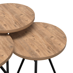 Set 'Ølgod' di 3 Tavolini Bassi da Salotto in Altezze Diverse 3 Tavolini in Stile Treppiede con Piani Rotondi - Vari Colori [en.casa]