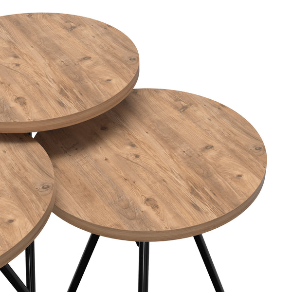 Set 'Ølgod' di 3 Tavolini Bassi da Salotto in Altezze Diverse 3 Tavolini in Stile Treppiede con Piani Rotondi - Vari Colori [en.casa]