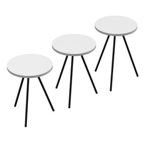 Set 'Ølgod' di 3 Tavolini Bassi da Salotto in Altezze Diverse 3 Tavolini in Stile Treppiede con Piani Rotondi - Vari Colori [en.casa]