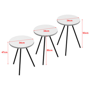 Set 'Ølgod' di 3 Tavolini Bassi da Salotto in Altezze Diverse 3 Tavolini in Stile Treppiede con Piani Rotondi - Vari Colori [en.casa]