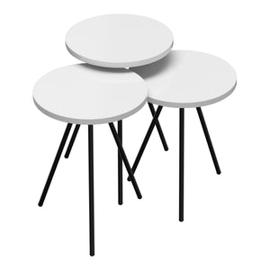 Set 'Ølgod' di 3 Tavolini Bassi da Salotto in Altezze Diverse 3 Tavolini in Stile Treppiede con Piani Rotondi - Vari Colori [en.casa]