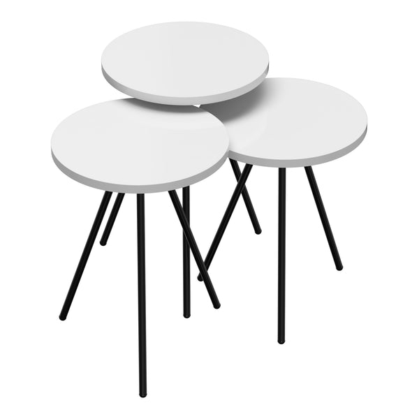 Set 'Ølgod' di 3 Tavolini Bassi da Salotto in Altezze Diverse 3 Tavolini in Stile Treppiede con Piani Rotondi - Vari Colori [en.casa]