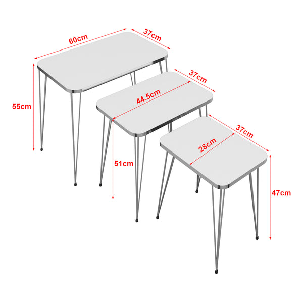 Set 'Samsø' di 3 Tavolini Bassi da Salotto Tavolini Sovrapponibili Gambe a Forcina e Piano Quadrato - Vari Colori [en.casa]