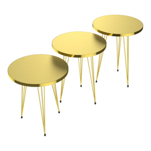 Set 'Skibby' di 3 Tavolini da Salotto Tavolini Bassi a Treppiede in Altezze Diverse Gambe a Forcina e Piani Rotondi Ø38 cm - Vari Colori [en.casa]