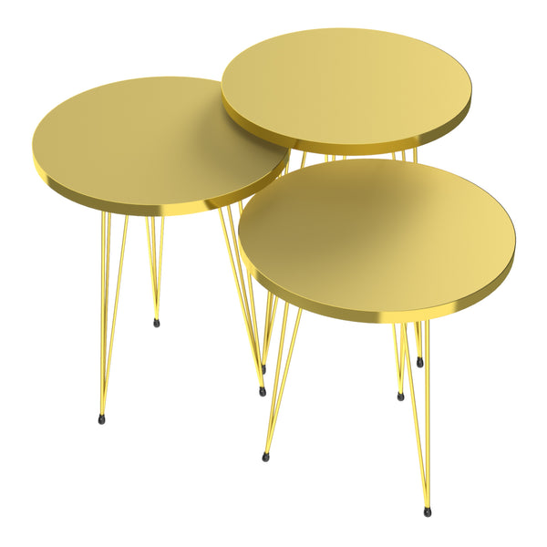 Set 'Skibby' di 3 Tavolini da Salotto Tavolini Bassi a Treppiede in Altezze Diverse Gambe a Forcina e Piani Rotondi Ø38 cm - Vari Colori [en.casa]