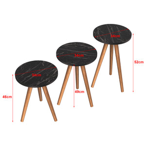 Set 'Snede' di 3 Tavolini da Salotto in Altezze Diverse 3 Tavolini Bassi in Stile Treppiede e Piani Rotondi - Vari Colori [en.casa]