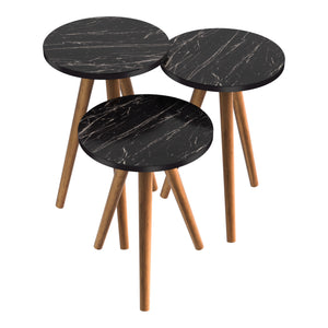 Set 'Snede' di 3 Tavolini da Salotto in Altezze Diverse 3 Tavolini Bassi in Stile Treppiede e Piani Rotondi - Vari Colori [en.casa]