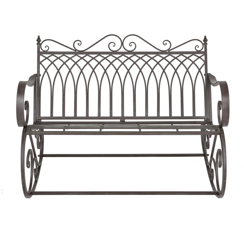 Schizzo in scala Panca a Dondolo Greenough da Giardino Vintage in Metallo 85 x 113 x 95 cm [en.casa]