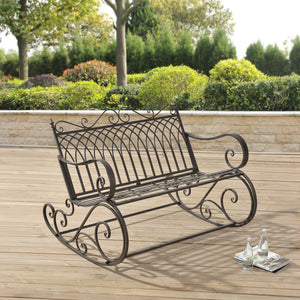 Panca a Dondolo Greenough da Giardino Vintage in Metallo 85 x 113 x 95 cm [en.casa]
