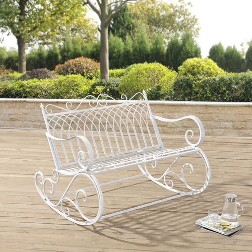 Panca a Dondolo Greenough da Giardino Vintage in Metallo 85 x 113 x 95 cm [en.casa]