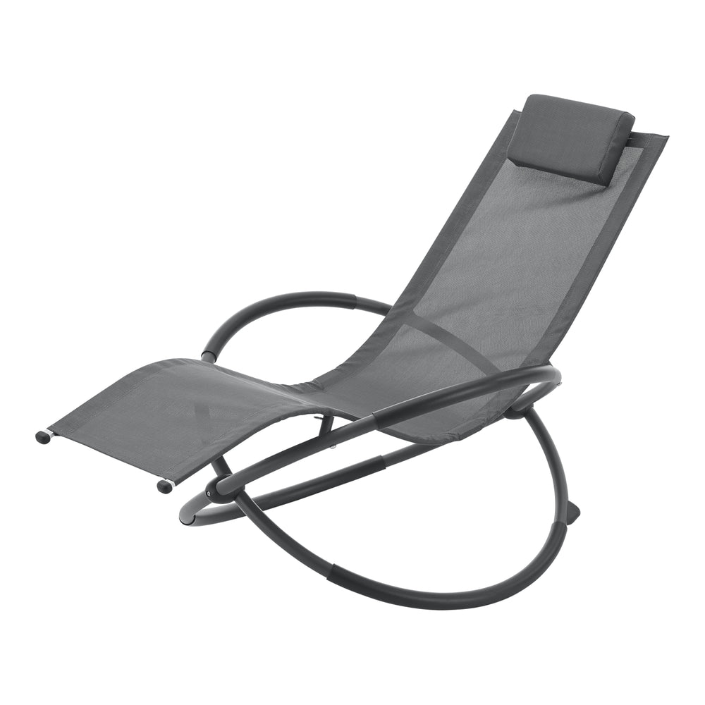 Lettino a dondolo Pulsano 150 kg grigio scuro [en.casa] - premiumXL