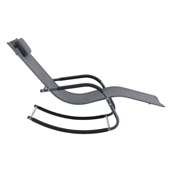 Set di 2 Lettini Prendisole a Dondolo con Cuscino Poggiatesta Rimovibile, 2 Sedie a Sdraio Oscillante per Giardino/Balcone Gambe e Braccioli Rivestiti in Gomma Antischivolo - Vari Colori