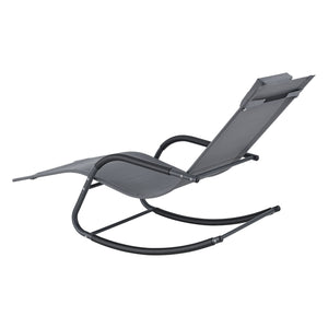 Set di 2 Lettini Prendisole a Dondolo con Cuscino Poggiatesta Rimovibile, 2 Sedie a Sdraio Oscillante per Giardino/Balcone Gambe e Braccioli Rivestiti in Gomma Antischivolo - Vari Colori