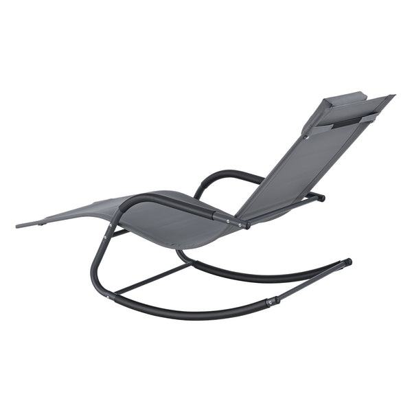 Set di 2 Lettini Prendisole a Dondolo con Cuscino Poggiatesta Rimovibile, 2 Sedie a Sdraio Oscillante per Giardino/Balcone Gambe e Braccioli Rivestiti in Gomma Antischivolo - Vari Colori