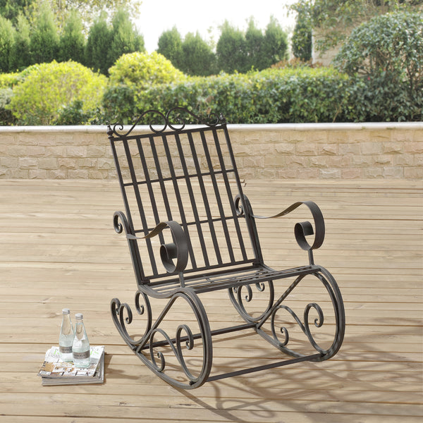 Sedia a Dondolo Geraldton da Giardino Vintage in Metallo [en.casa]
