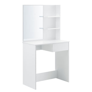 Toeletta Rustenburg 141x75x40 cm con specchio e cassetto Bianco en.casa
