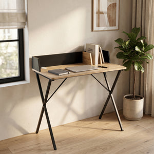 Scrivania Kappespoo 84x80x50 cm Nero/effetto quercia [en.casa]