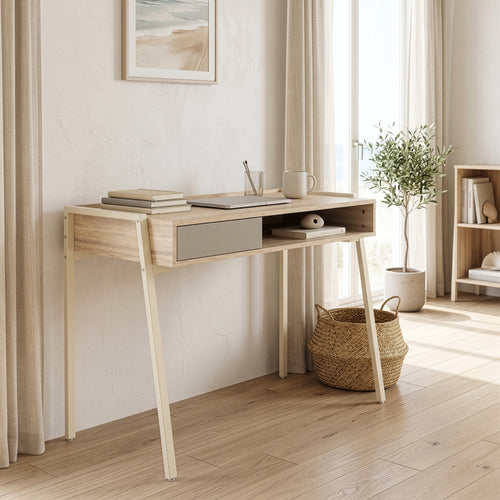 Scrivania Boderas 107x55x78 cm Beige/Travertino [en.casa]