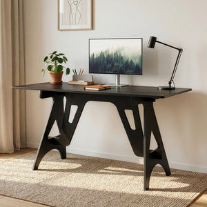 Scrivania Bostenenna con Struttura Geometrica 120 x 60 x 75 cm - Nero Effetto Legno [en.casa] 