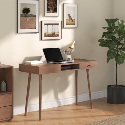 Scrivania Habo con Cassetto e Scomparto Aperto 75 x 115 x 48 cm - Effetto Noce [en.casa]