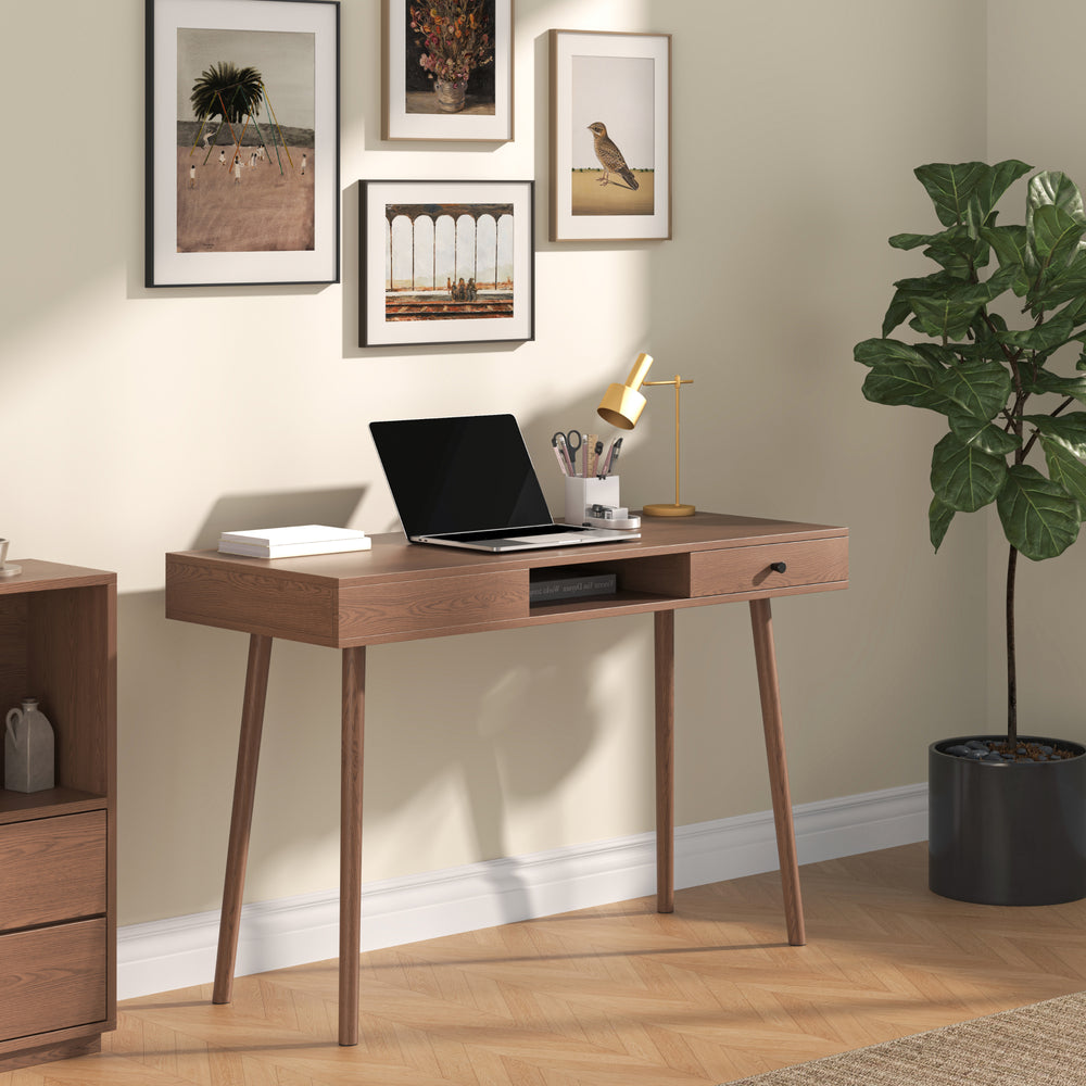 Scrivania Habo con Cassetto e Scomparto Aperto 75 x 115 x 48 cm - Effetto Noce [en.casa]