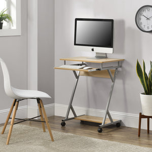 [en.casa] Scrivania per Computer 60 x 40 x 75 cm Tavolo PC con Ruote Piano Ruotabile