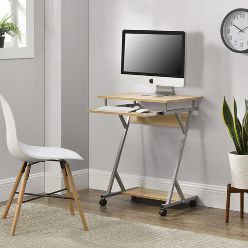 [en.casa] Scrivania per Computer 60 x 40 x 75 cm Tavolo PC con Ruote Piano Ruotabile