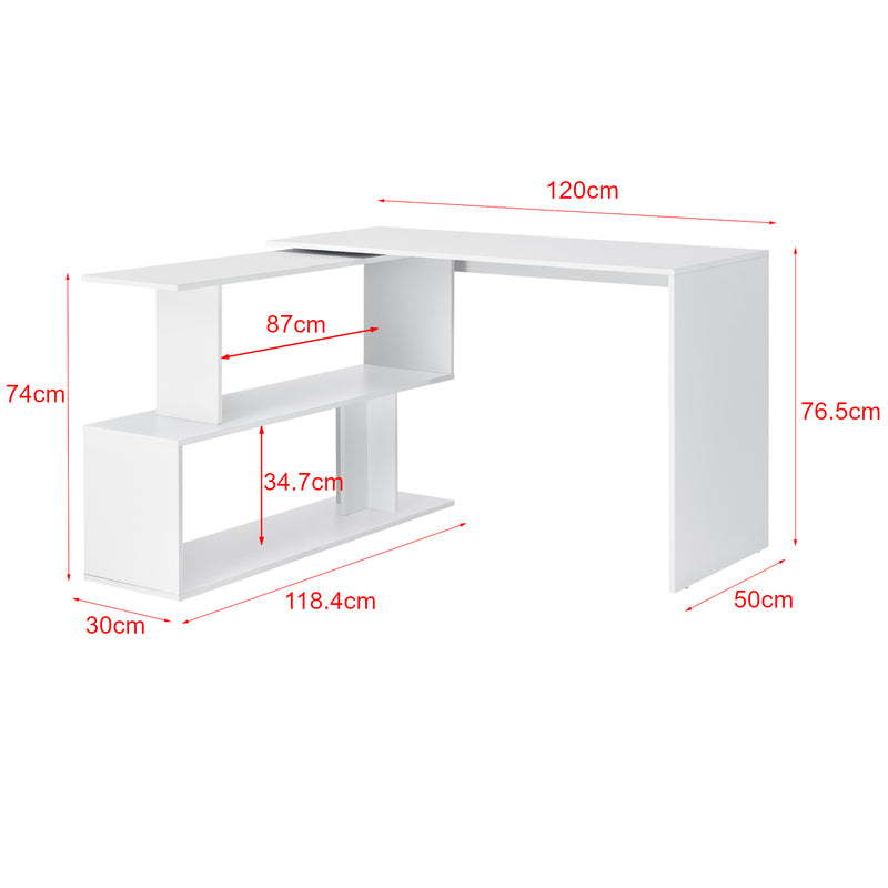 Schizzo in scala Scrivania Angolare Arendal a L con Scaffale Ruotabile 77x120x50 cm [en.casa]