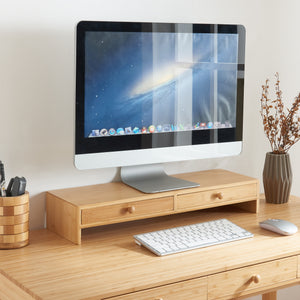 Supporto per monitor Hallstahammar 56x18x9,5 cm bambù [en.casa] - premiumXL