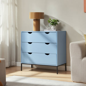 Comò a 3 Cassetti Colwyn Cassettiera Mobile Contenitore 78 x 80 x 40 cm - Blu [en.casa]