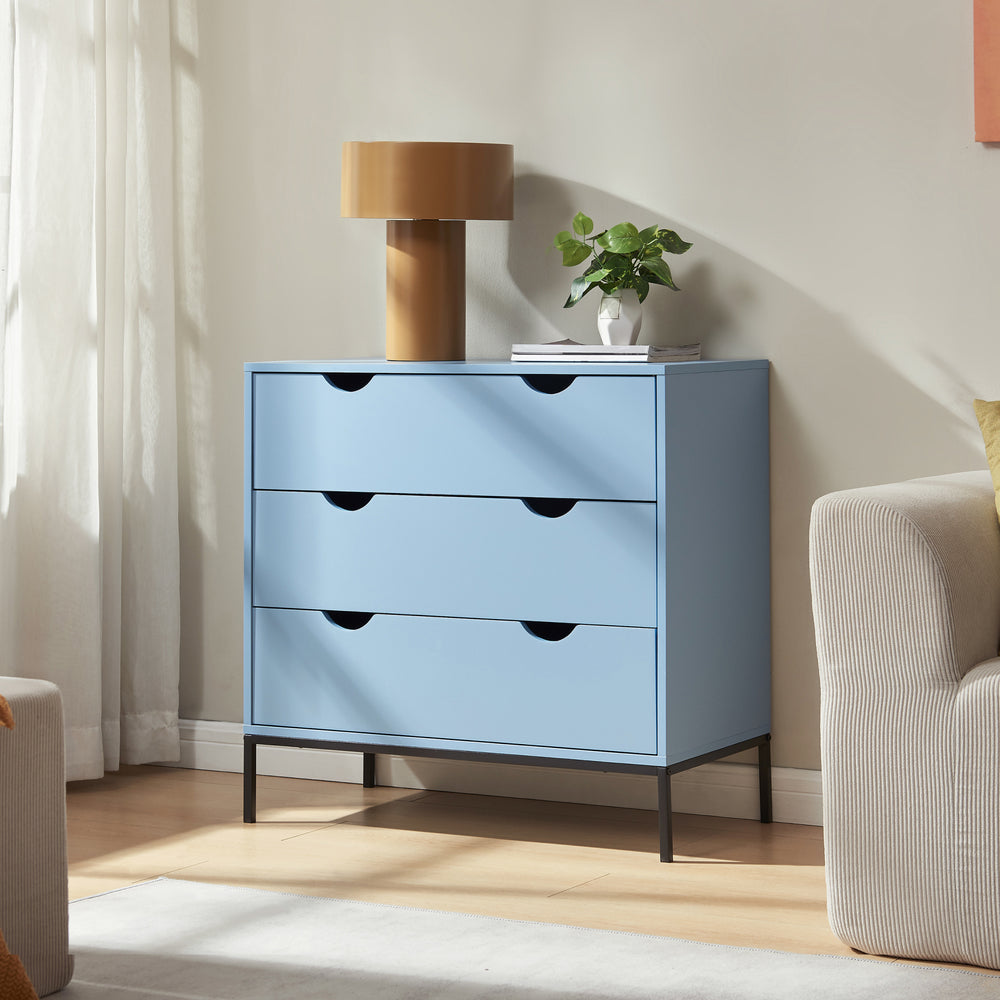 Comò a 3 Cassetti Colwyn Cassettiera Mobile Contenitore 78 x 80 x 40 cm - Blu [en.casa]