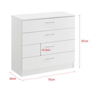 Cassettiera da Salotto / Soggiorno / Camera / Ufficio 67 x 70 x 30 cm Comò con 4 Cassetti Capienti - Bianco o Nero