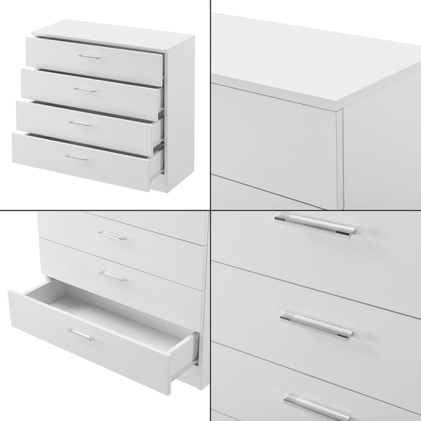 Cassettiera da Salotto / Soggiorno / Camera / Ufficio 67 x 70 x 30 cm Comò con 4 Cassetti Capienti - Bianco o Nero