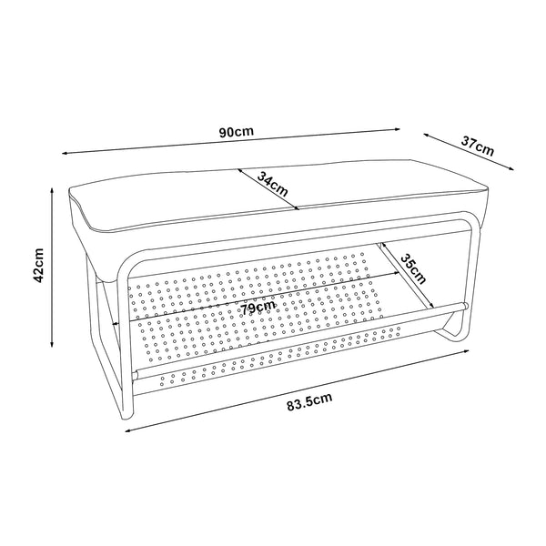 Panca per scarpe Lillehammer 90x37x42 cm [en.casa]