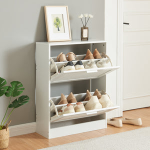 Scarpiera Vesilahti a Contenitori Ribaltabili - Effetto Rattan / Bianco [en.casa]