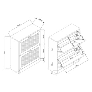 Scarpiera Vesilahti a Contenitori Ribaltabili - Effetto Rattan / Bianco [en.casa]