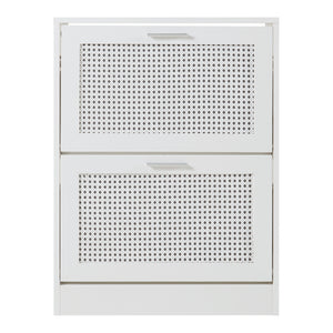 Scarpiera Vesilahti a Contenitori Ribaltabili - Effetto Rattan / Bianco [en.casa]