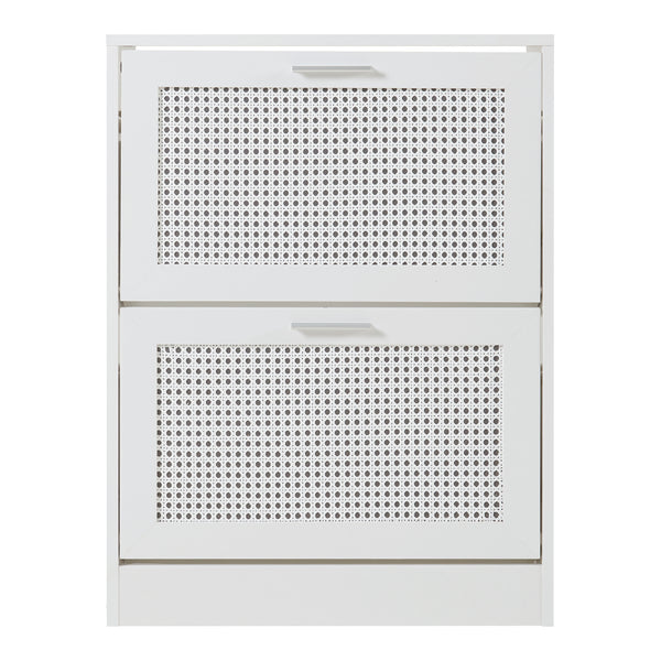 Scarpiera Vesilahti a Contenitori Ribaltabili - Effetto Rattan / Bianco [en.casa]