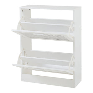 Scarpiera Vesilahti a Contenitori Ribaltabili - Effetto Rattan / Bianco [en.casa]