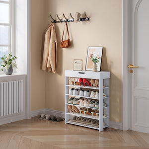 Scarpiera Boppeelo Scaffale a 5 Ripiani e Cassetto 94 x 75 x 30 cm [en.casa]