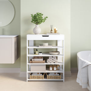 Scarpiera Boppeelo Scaffale a 5 Ripiani e Cassetto 94 x 75 x 30 cm [en.casa]