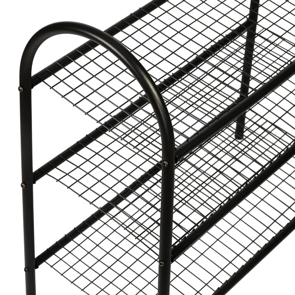 Scaffale Portascarpe 'Odder' Scarpiera a 3/4/5 Ripiani Inclinati Superfici a Rete Frontale Curvato Scarpiera Aperta in Metallo - Nero [en.casa] 