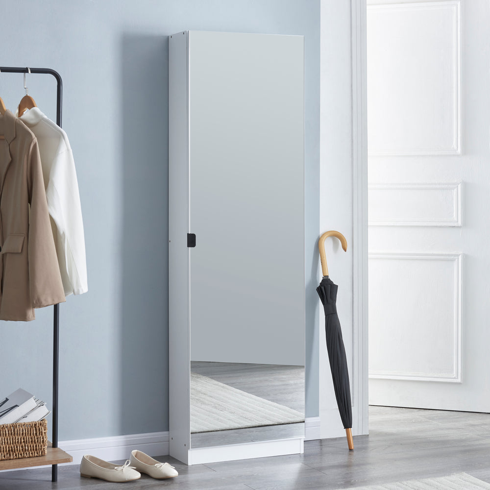 Schuhschrank Meura 160x48x20cm verspiegelt Weiß [en.casa] - premiumXL