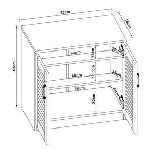 Armadio Scarpiera Løten con Ante a Persiana 62 x 63 x 36 cm Wengè [en.casa] 