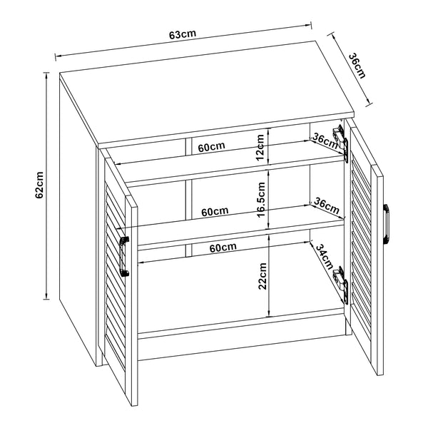 Armadio Scarpiera Løten con Ante a Persiana 62 x 63 x 36 cm Wengè [en.casa] 