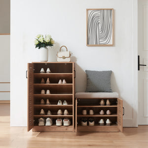 Set Løten di Armadio Scarpiera e Panca 97 x 120 x 36 cm Effetto Rovere [en.casa] 