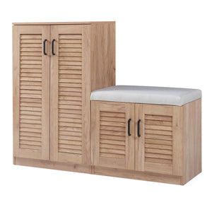Set Løten di Armadio Scarpiera e Panca 97 x 120 x 36 cm Effetto Rovere [en.casa] 