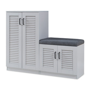 Set Løten di Armadio Scarpiera e Panca 97 x 120 x 36 cm Grigio [en.casa] 