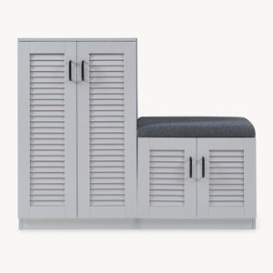 Set Løten di Armadio Scarpiera e Panca 97 x 120 x 36 cm Grigio [en.casa] 